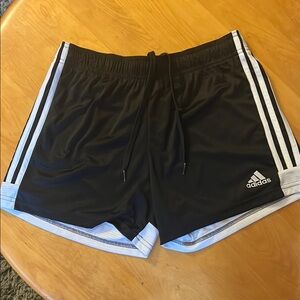 Adidas Black Athletic Shorts with White Stripes